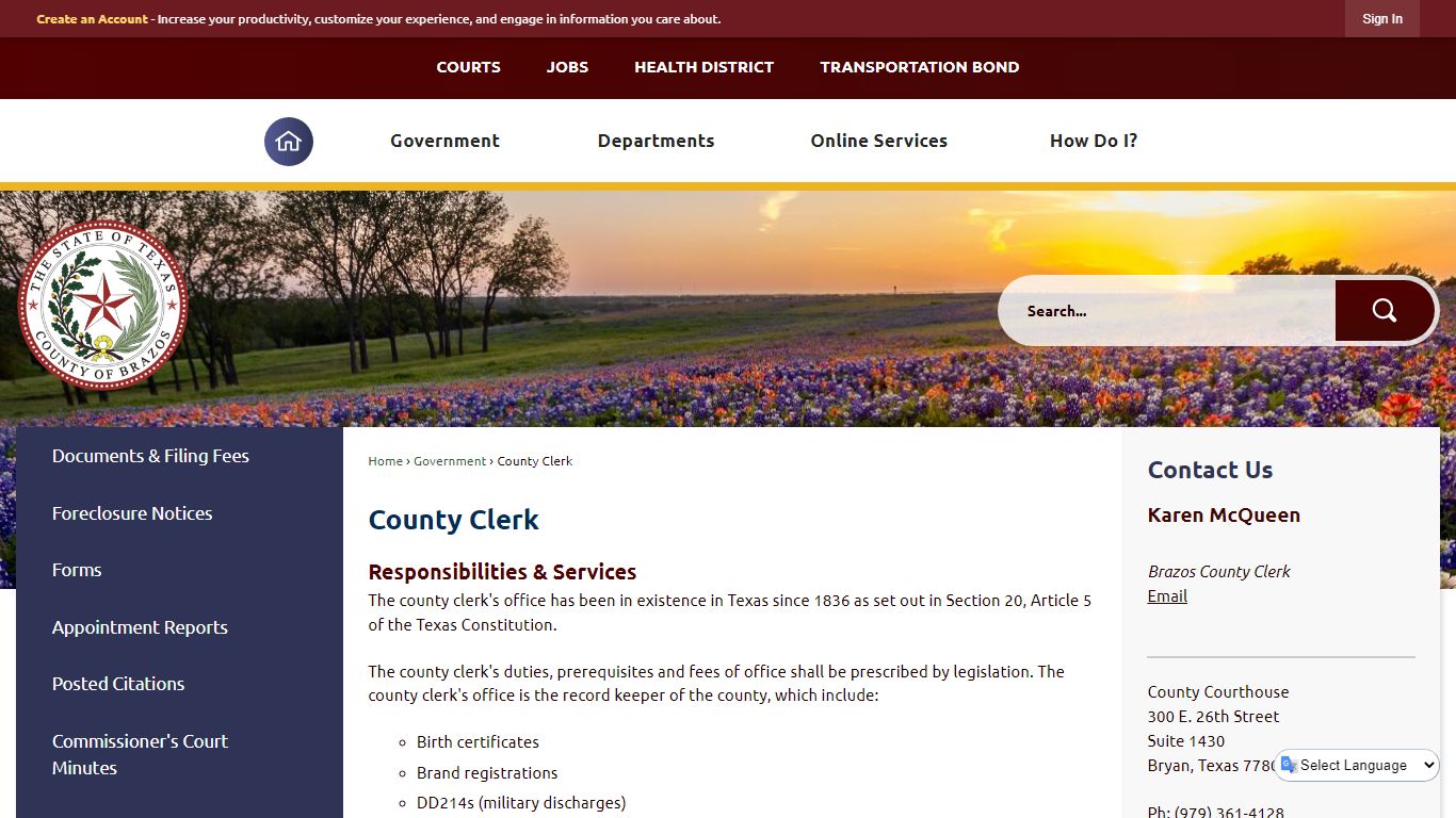 County Clerk | Brazos County, TX - Official Website